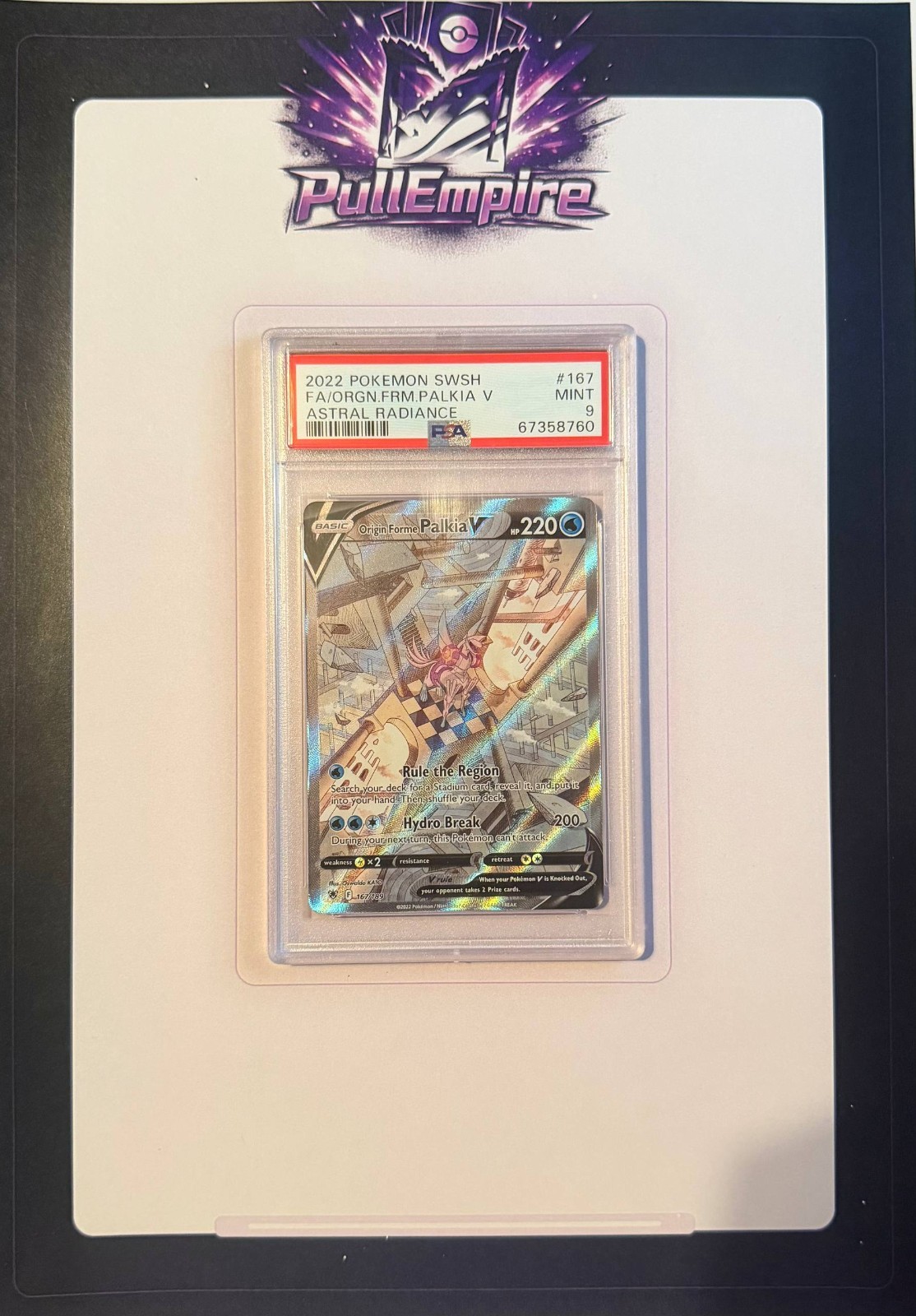 Pokémon Cards - Origin Forme Palkia V - 167/189 Astral Radiance Alt Art PSA 9