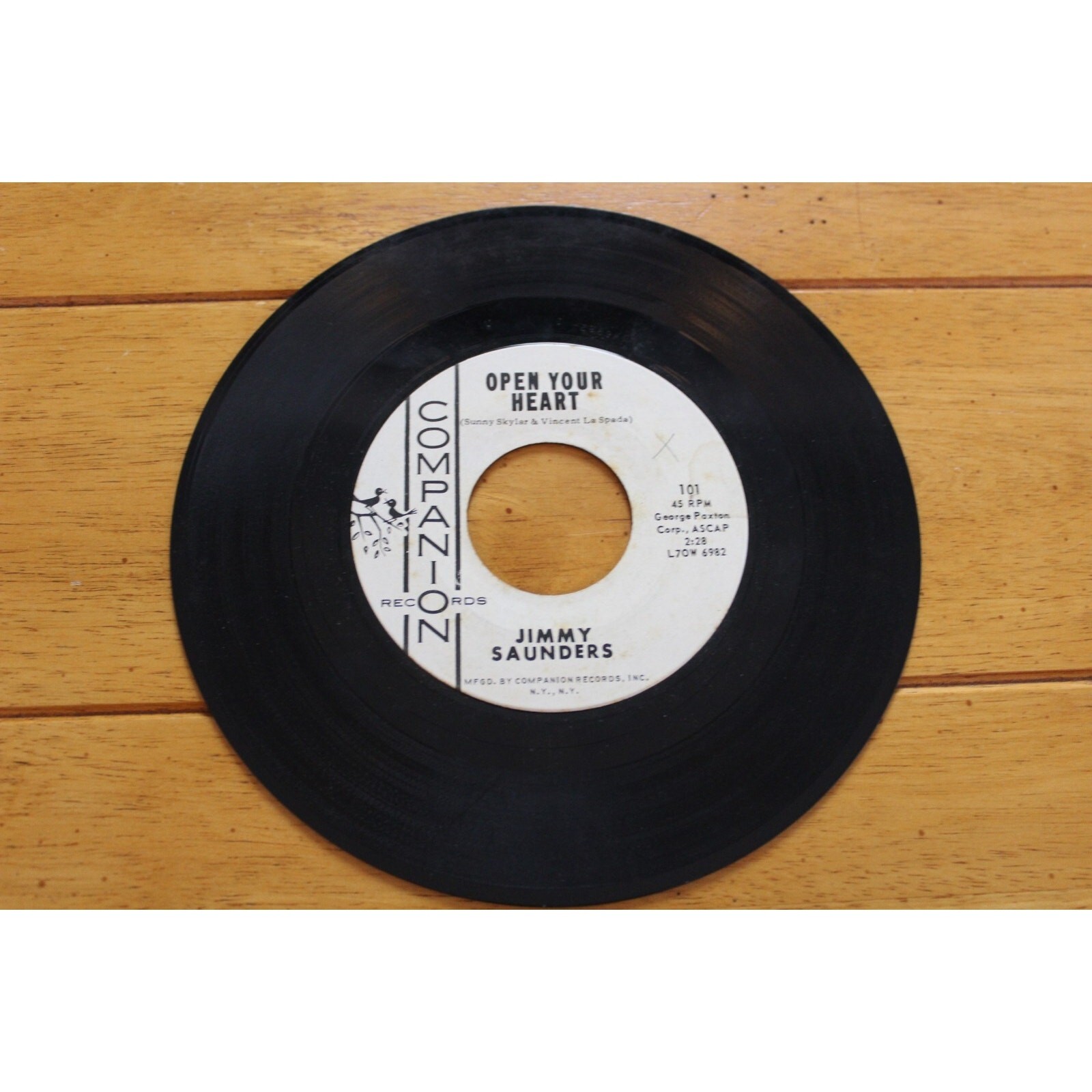 JIMMY SAUNDERS OPEN YOUR HEART 45RPM 7" VINYL RECORD VG- WHITE LABEL