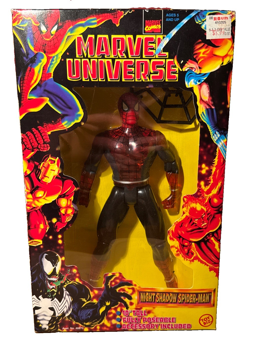 Vintage Toy Biz 1998 Marvel Universe SPIDER-MAN 10 pollici completamente posabile nuovo SIGILLATO