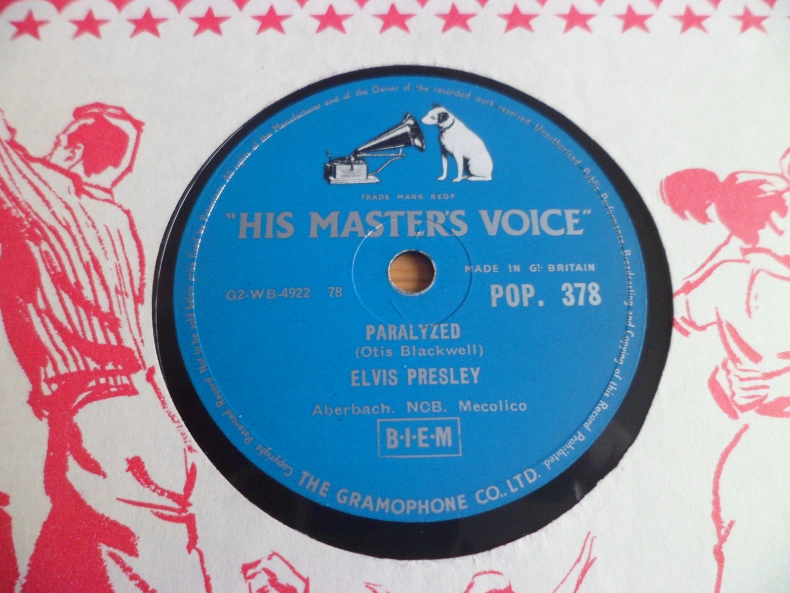 ELVIS PRESLEY: PARALYZED/ BLUE MOON TURNS 1957 HMV 78RPM STUNNING EX+/NM SUPERB