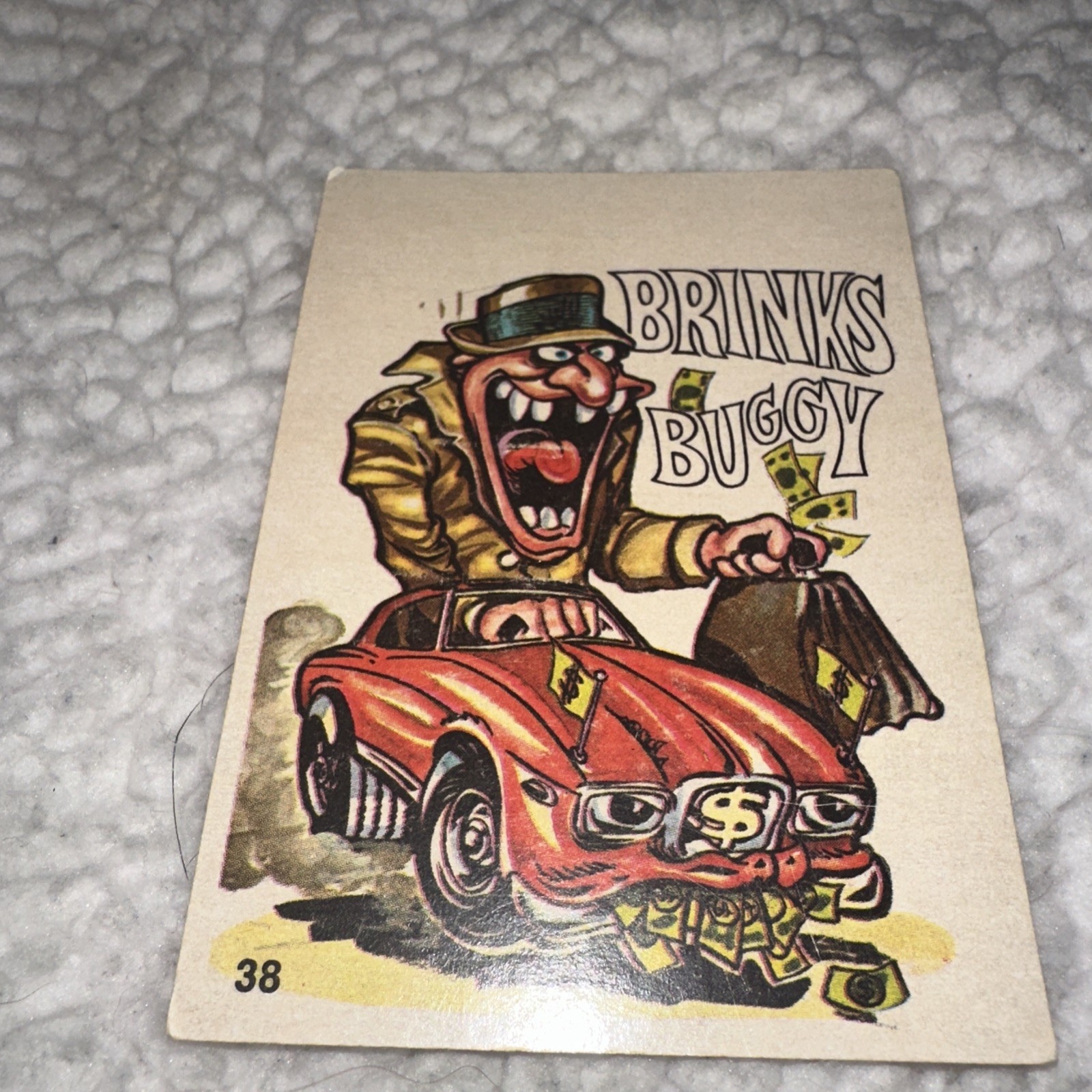 1973 FANTASTIC ODD RODS DONRUSS EX STICKER CARD #38 BRINKS BUGGY