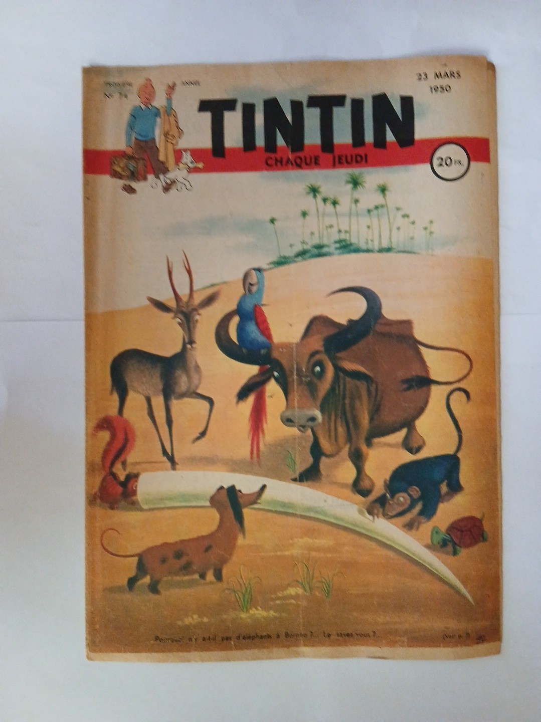 Lot  de 10 Journal Tintin Année 1950 Complète  N° 74 à 83. Edition Francaise