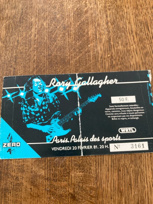 Billet concert Rory Gallagher 1981