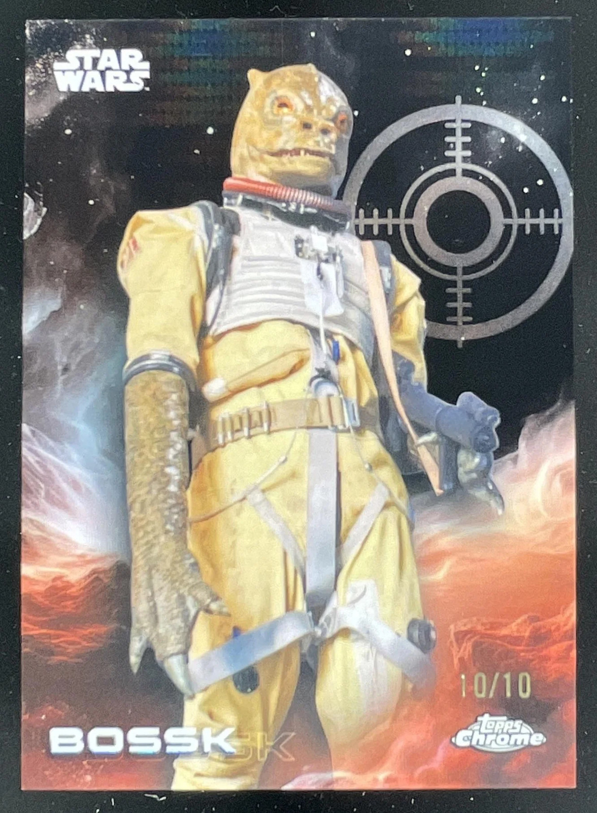 2025 Topps Chrome Star Wars rifrattore pulsar nero #108 Bossk /10