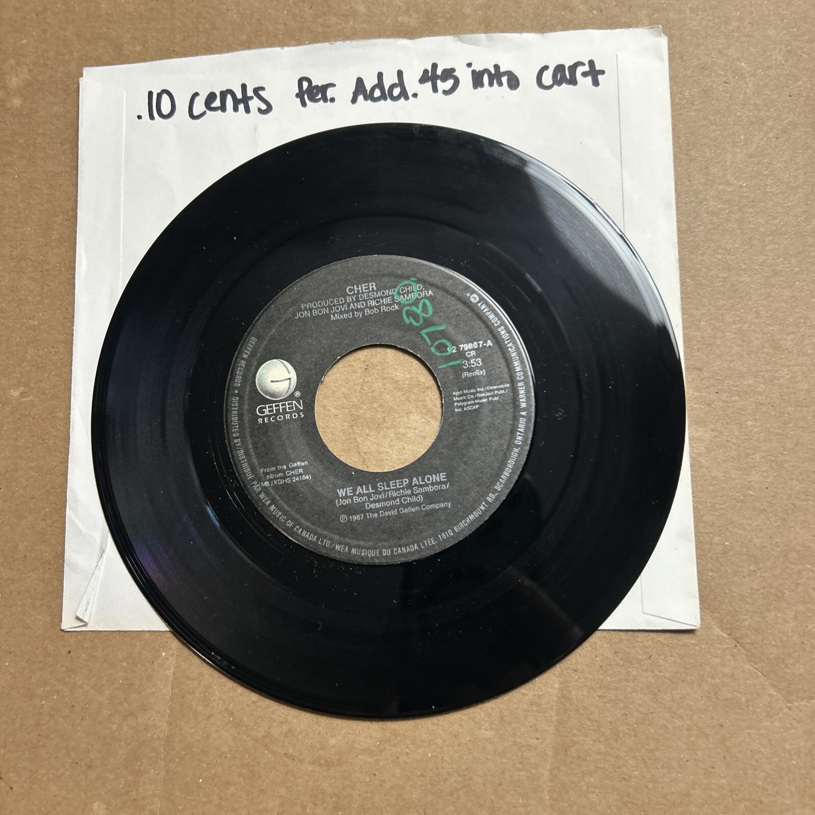 Cher We All Sleep Alone/Working Girl 1980 Geffen Records 45