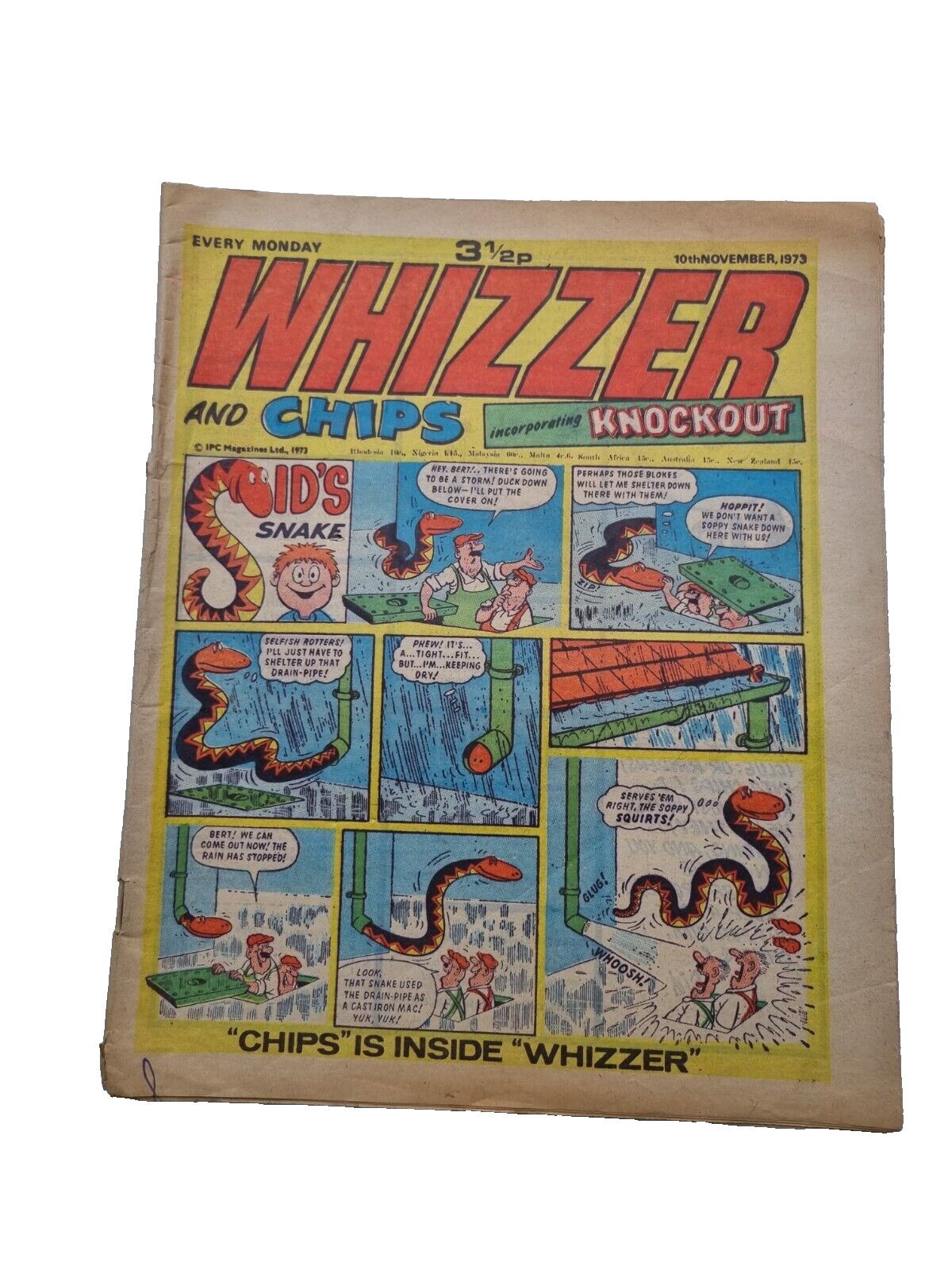 Whizzer and Chips - 10th November 1973 IPC Magazine British Weekly comic