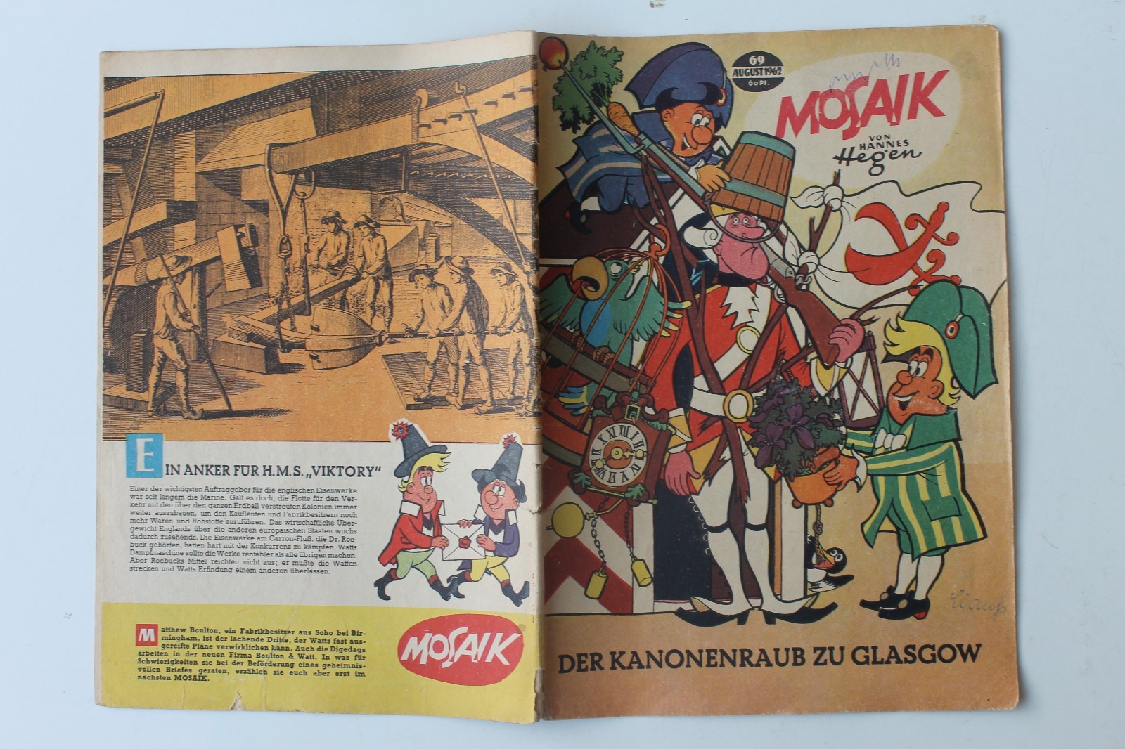 Originale Mosaico Hannes Hegen Digedags No. 69 Il Kanonenraub Zu Glasgow 1962 Z.