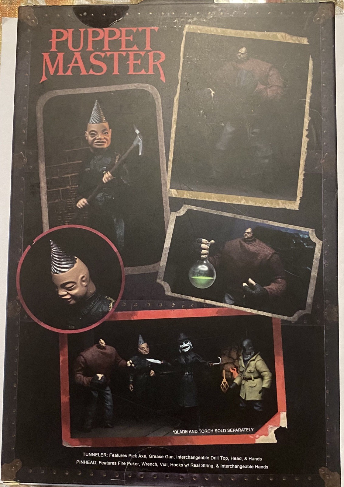 Confezione 2 action figure NECA Puppet Master Pinhead & Tunneler sigillate in fabbrica 