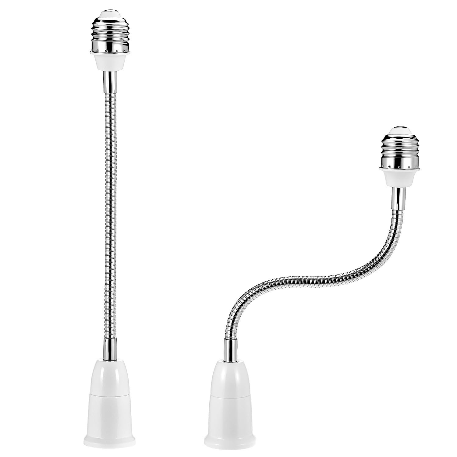 2 Pack E26/E27 Flexible Extension Adapter 12 Inch Light Bulb Socket Extender