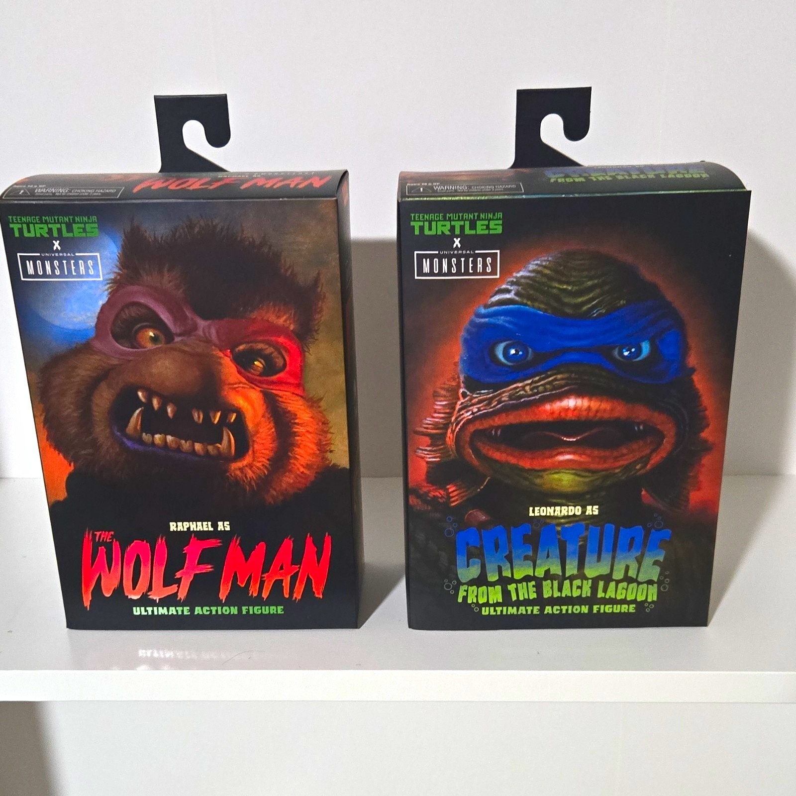 NECA TMNT x Universal Monsters Raphael Wolf Man & Leonardo Creature Figure Set