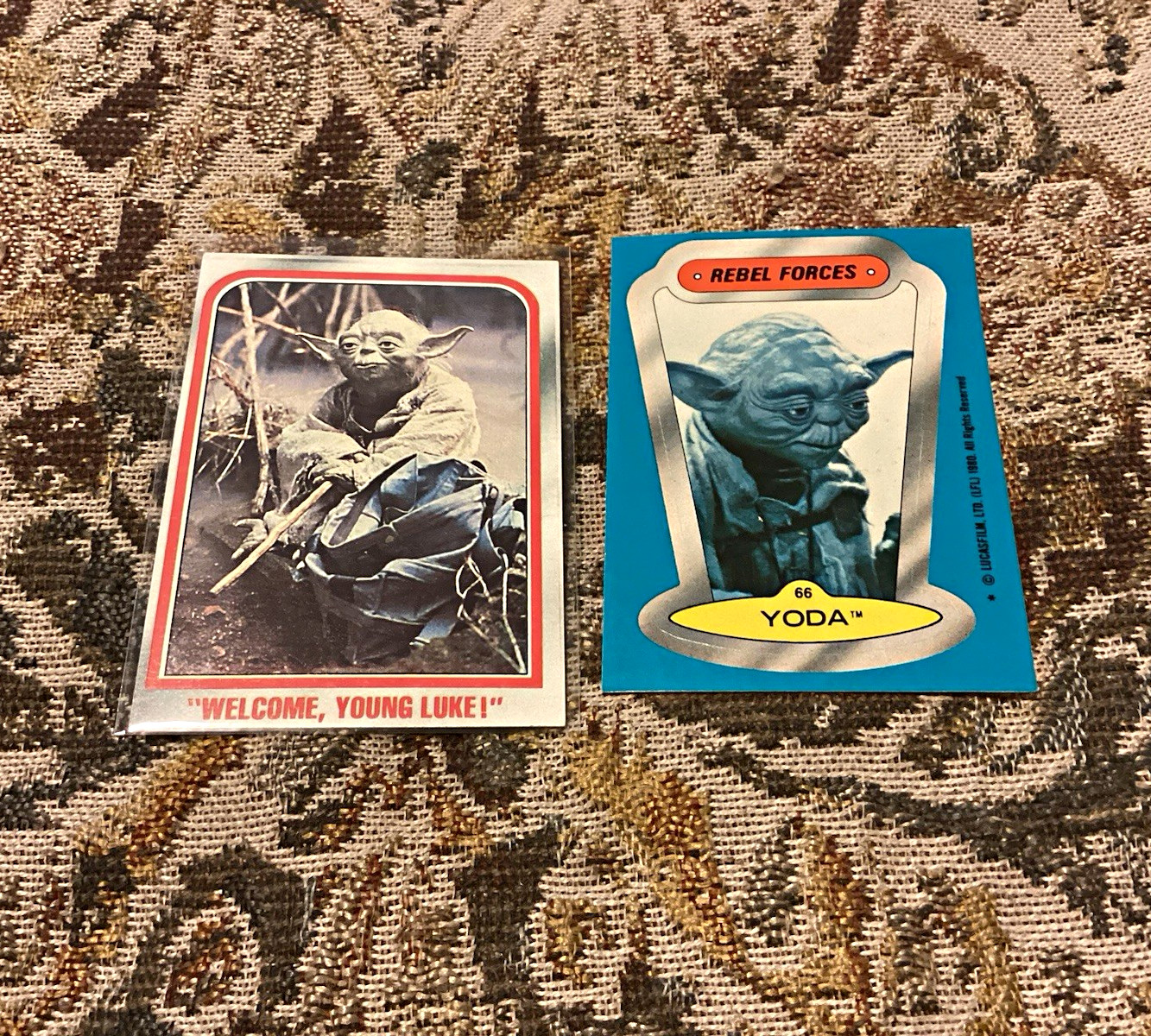 Lotto Topps Star Wars Empire Strikes Back Yoda 1980. Cartoncino e adesivo