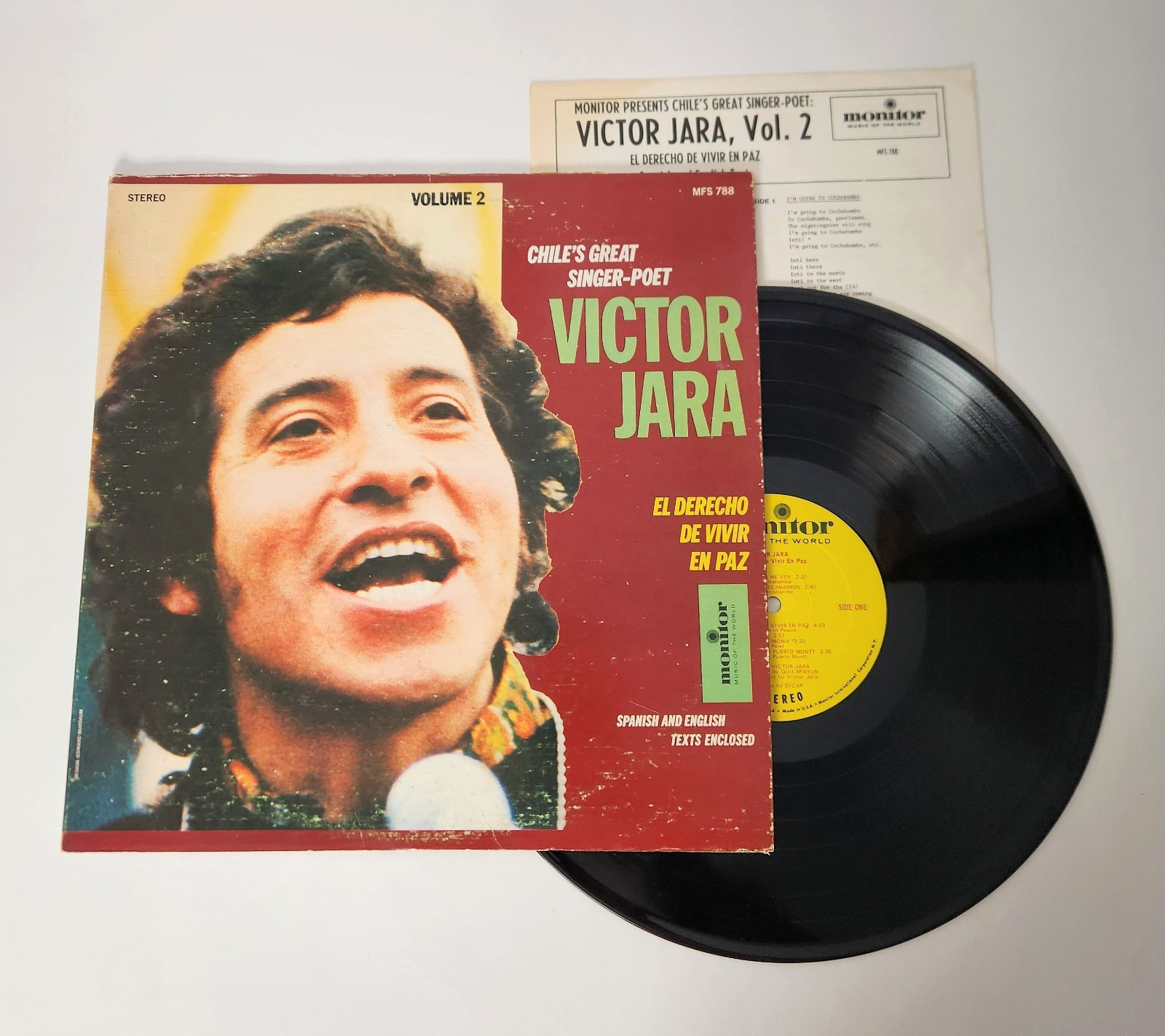Victor Jara Volume 2 El Derecho De Vivir En Paz LP Album Chilean Singer-Poet