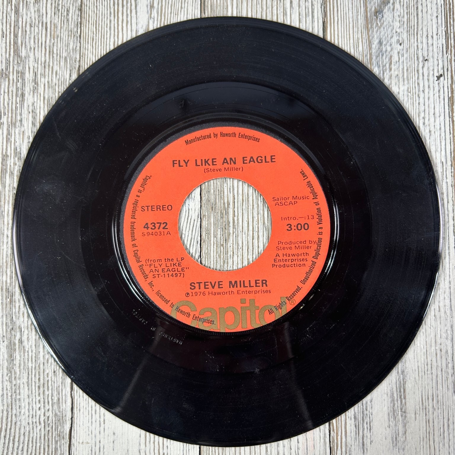 Steve Miller - Fly Like an Eagle 7" Record 1976 Capitol Classic Rock 45 RPM
