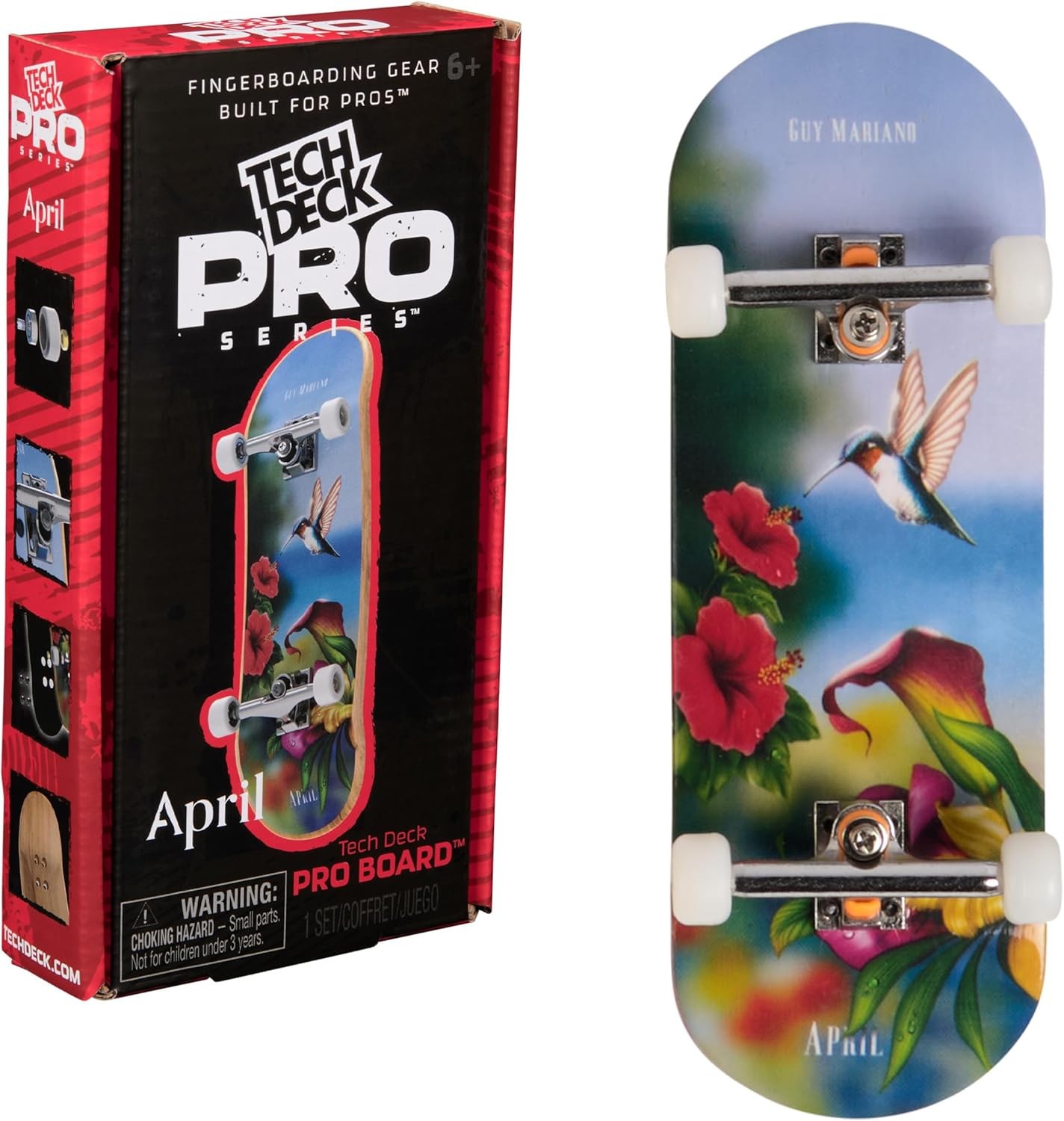 TECH DECK Pro Series April Finger Board Mini Skateboard with Grind Box Storage