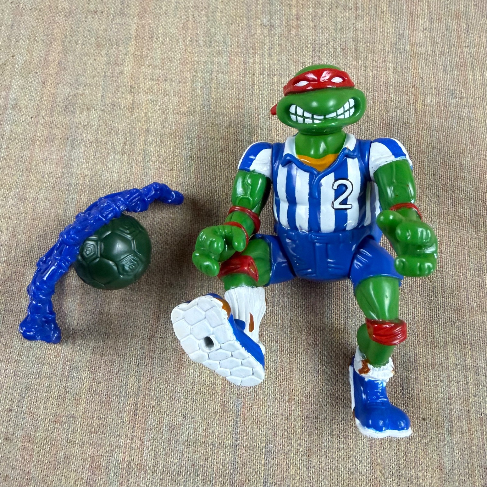 TMNT Raffaello 1991 Modellino Calcio Vintage Playmates Teenage Mutant Ninja