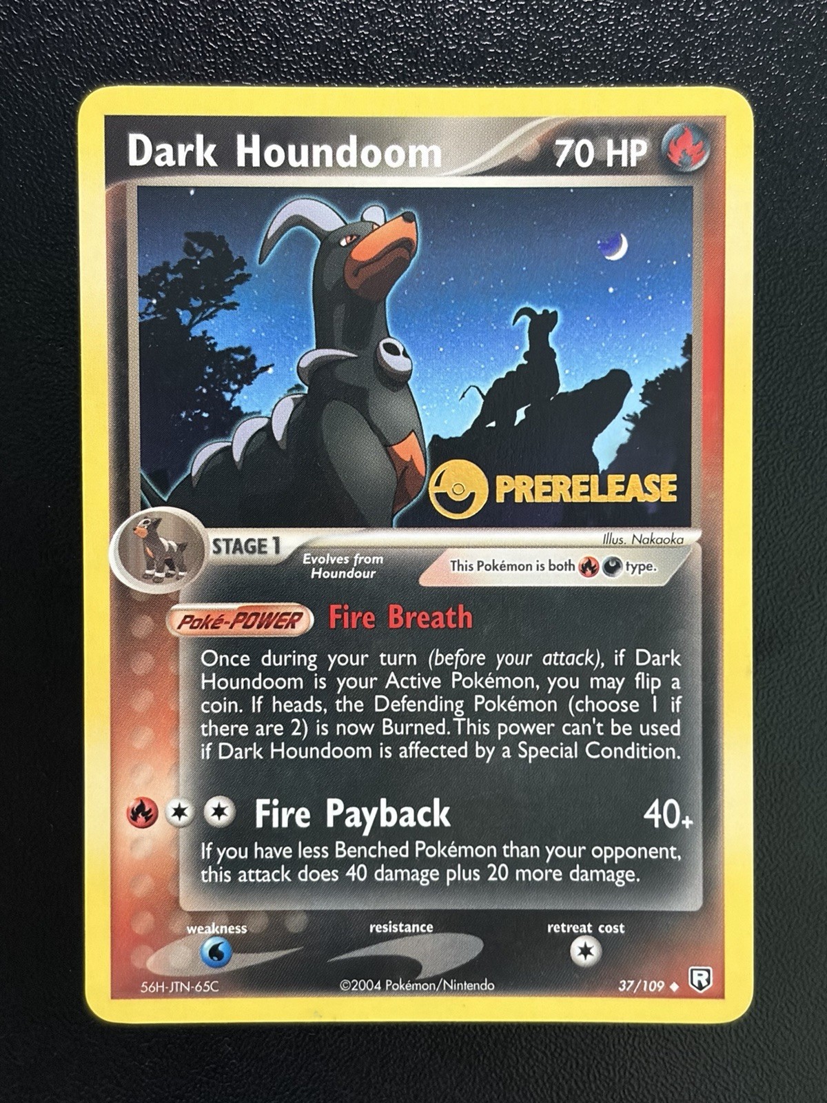 2004 DARK HOUNDOOM Prerelease Pokemon #37 Team Rocket Returns quasi nuovo pacchetto fresco (E)
