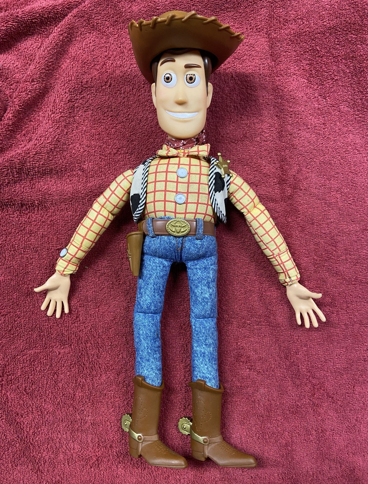 1995 Thinkway DISNEY PIXAR: BAMBOLA 15" WOODY TOY STORY Pull-String