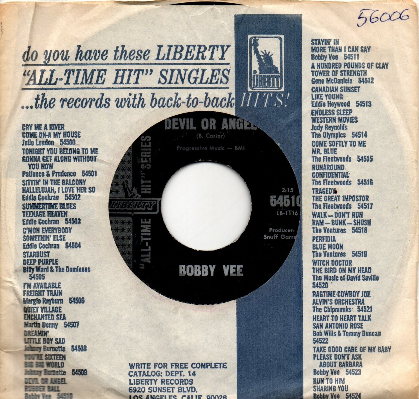 Bobby Vee:Devil or angel/Rubber ball:US All Time Hit Series:Re-issue