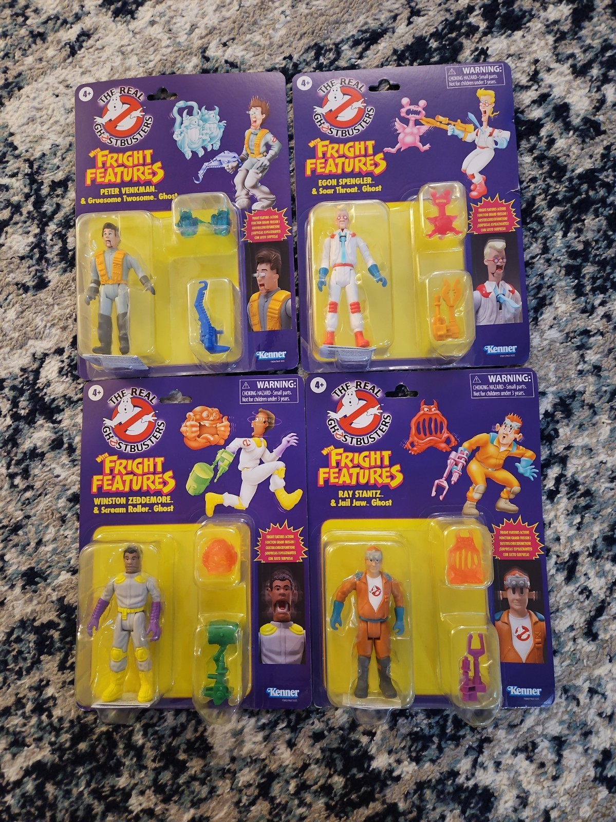 (2024) Retro REAL GHOSTBUSTERS FRIGHT FEATURE Set di 4 personaggi SIGILLATI MISB NUOVO CON SCATOLA