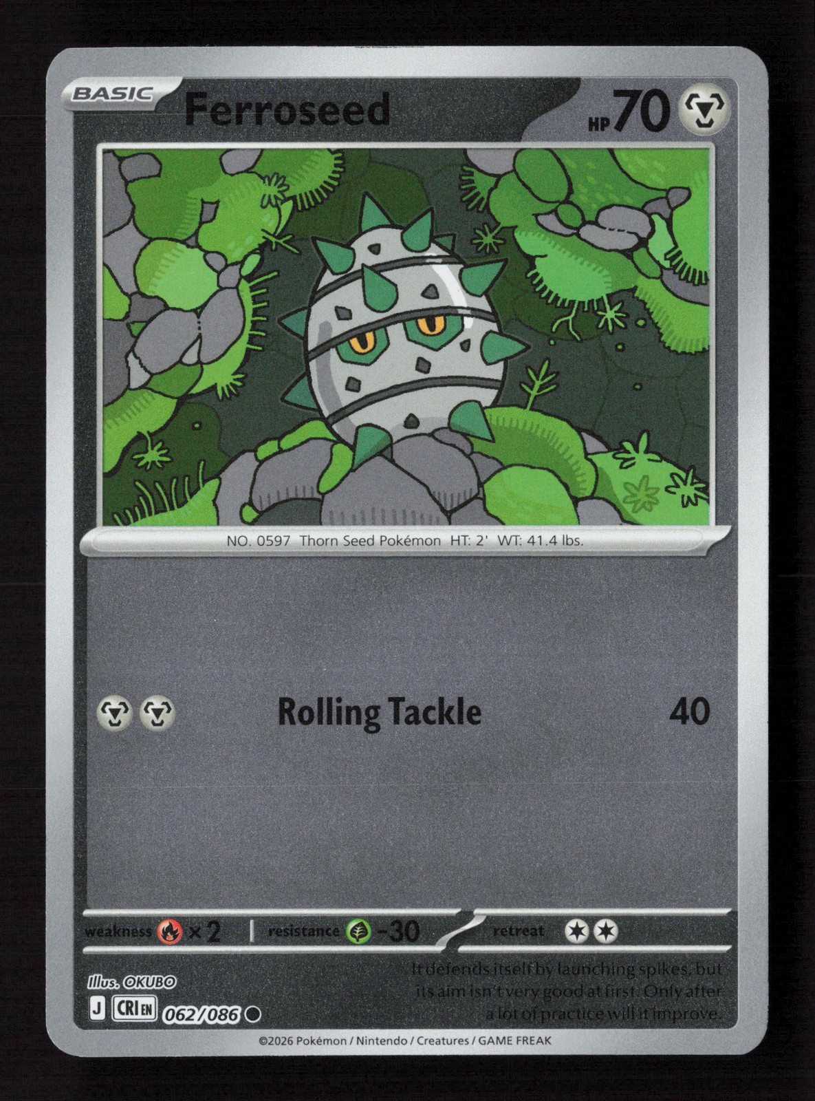 Carta Pokemon Ferroseed 062/086 Reverse Holo Chaos Rising