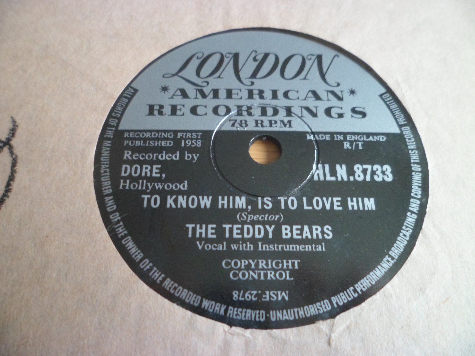 TEDDY BEARS: TO KNOW HIM IS TO LOVE HIM 1958 LONDON UK 78RPM RARE Nr MINT SUPERB