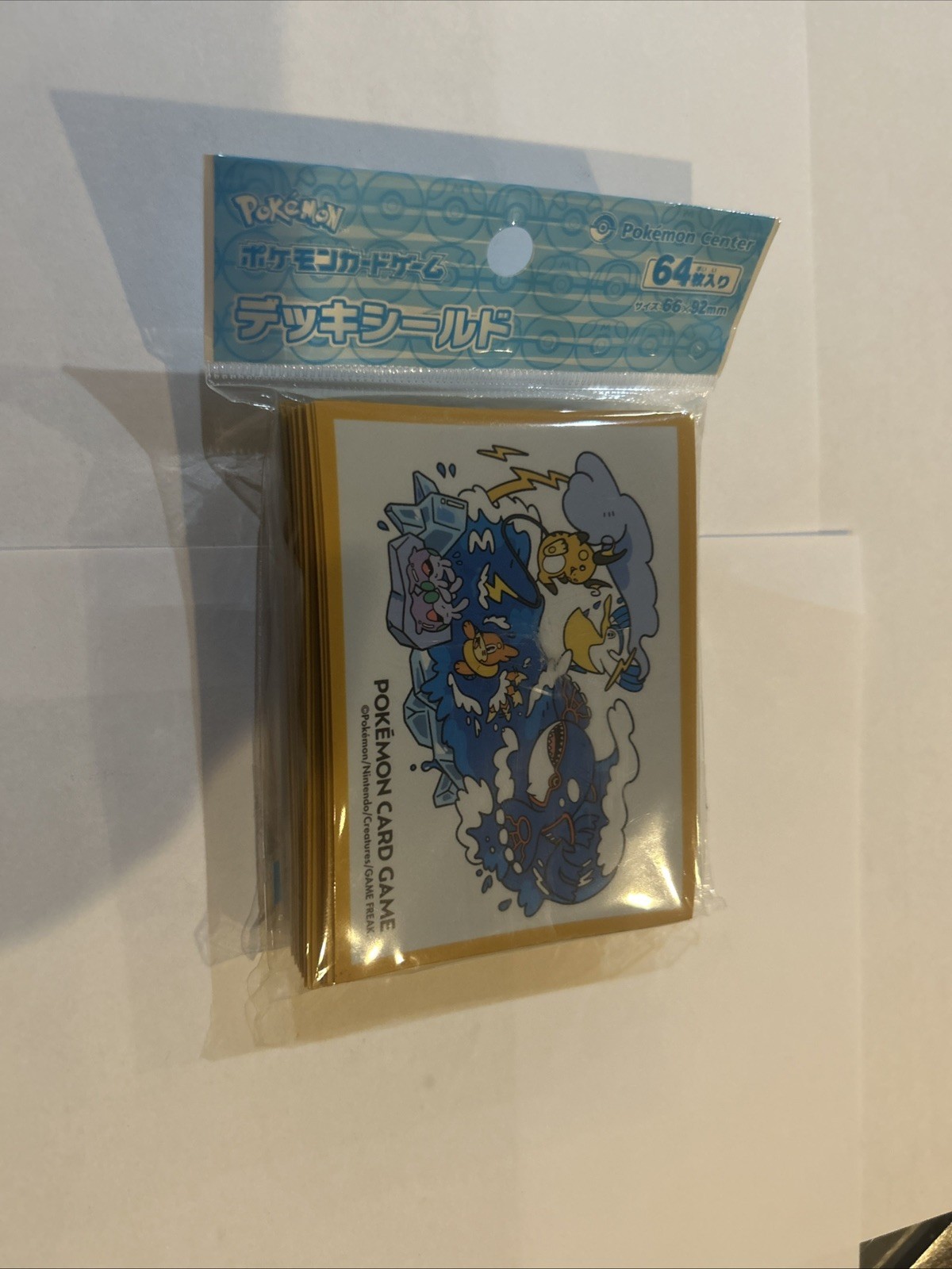 NUOVO Pokemon Centro Giappone Deck Scudo OTENKI TEAM Drizzle Giallo Kyogre 64ct PCJ