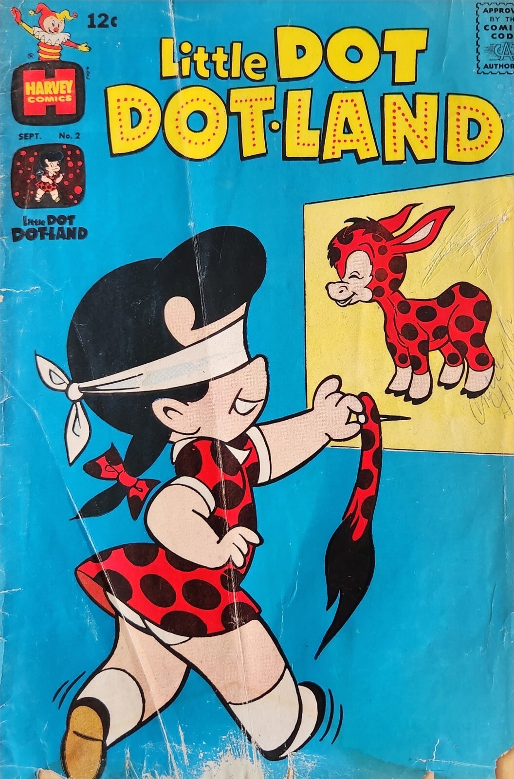 Little Dot Dotland #2 Vol 2 settembre 1962 Harvey Comics spilla coda su copertina asino FIERA