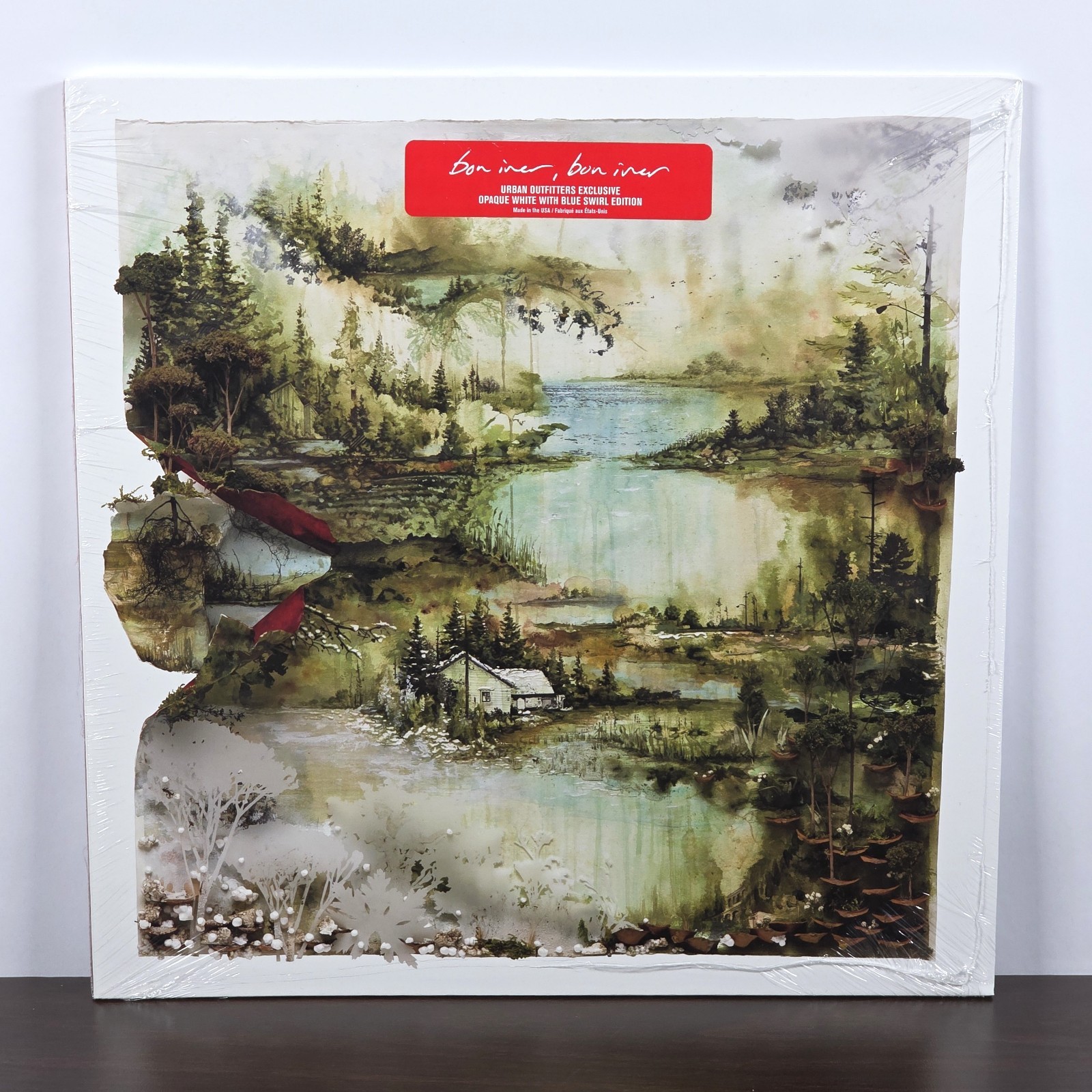 BON IVER Bon Iver, Bon Iver LE 1000 UO Exclusive WHITE with BLUE SWIRL Vinyl LP