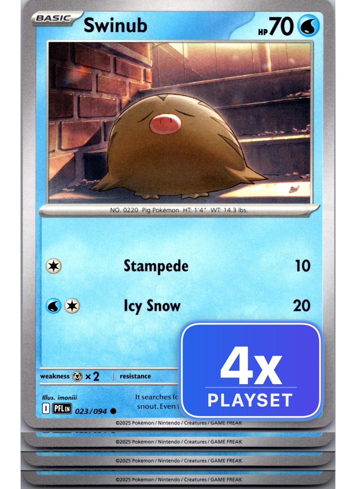 Playset di 4 2025 Pokemon Swinub 023 Fiamme Fantastiche Comuni