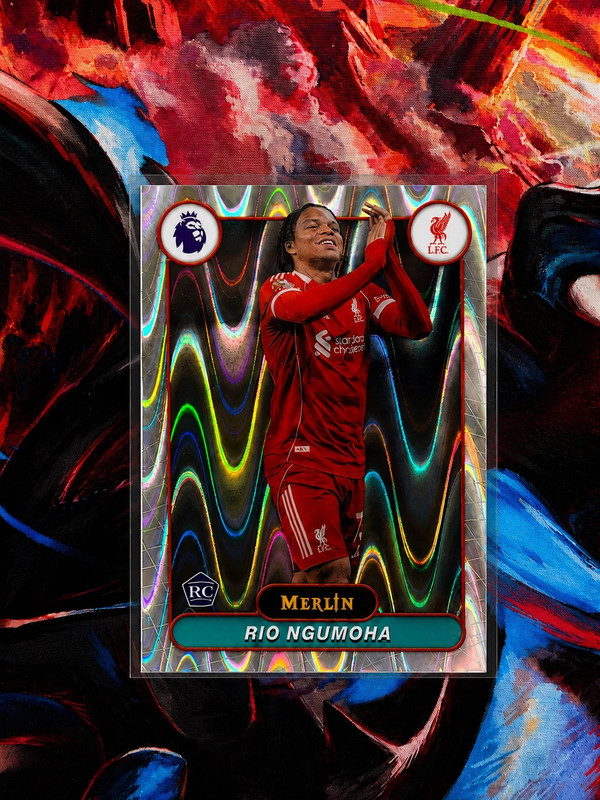 Topps Merlin 2025/26 Rio Ngumoha Wave Refractor RC Liverpool