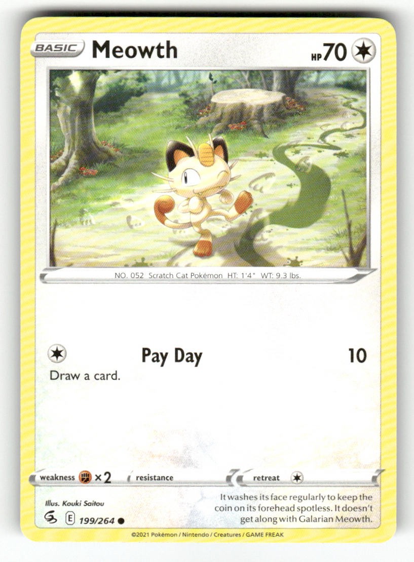 Meowth 199/264 Common Fusion Strike Pokemon leggermente giocato