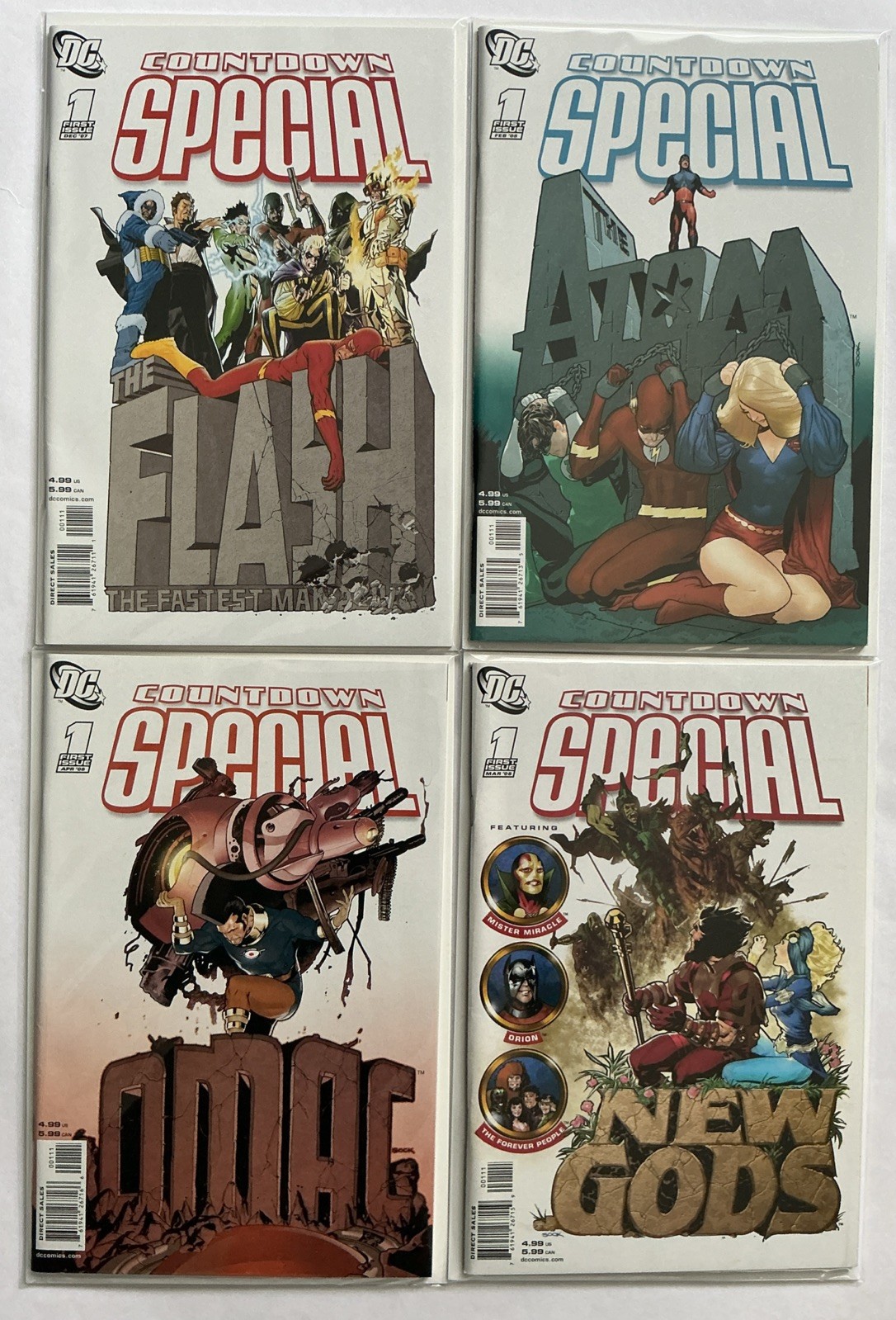 Countdown Special #1 Flash, Atom, OMAC, New Gods quasi nuovo lotto di 4 2007 DC Comics
