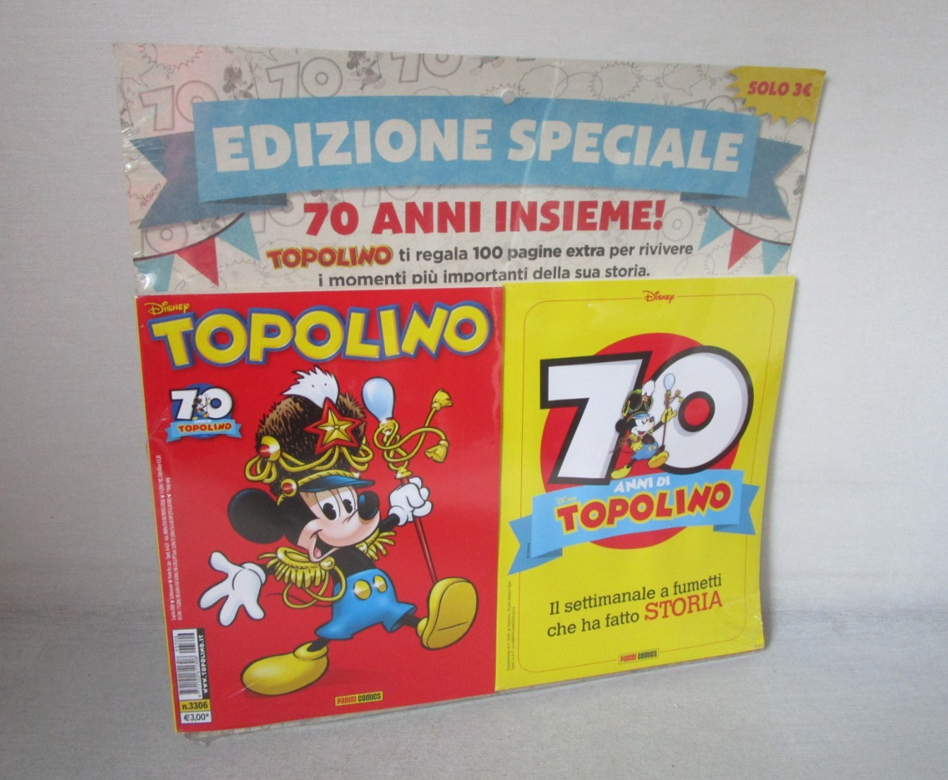 TOPOLINO 3306-70 ANNI INSIEME-EDIZIONE SPECIALE BLISTERATO CON ALLEGATO