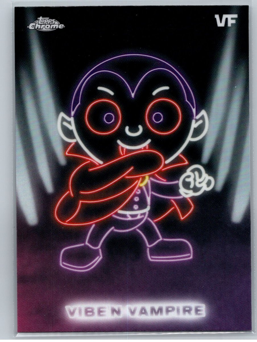 2026 Topps Chrome VeeFriends #NE-4 Vibe'n Vampire luci al neon
