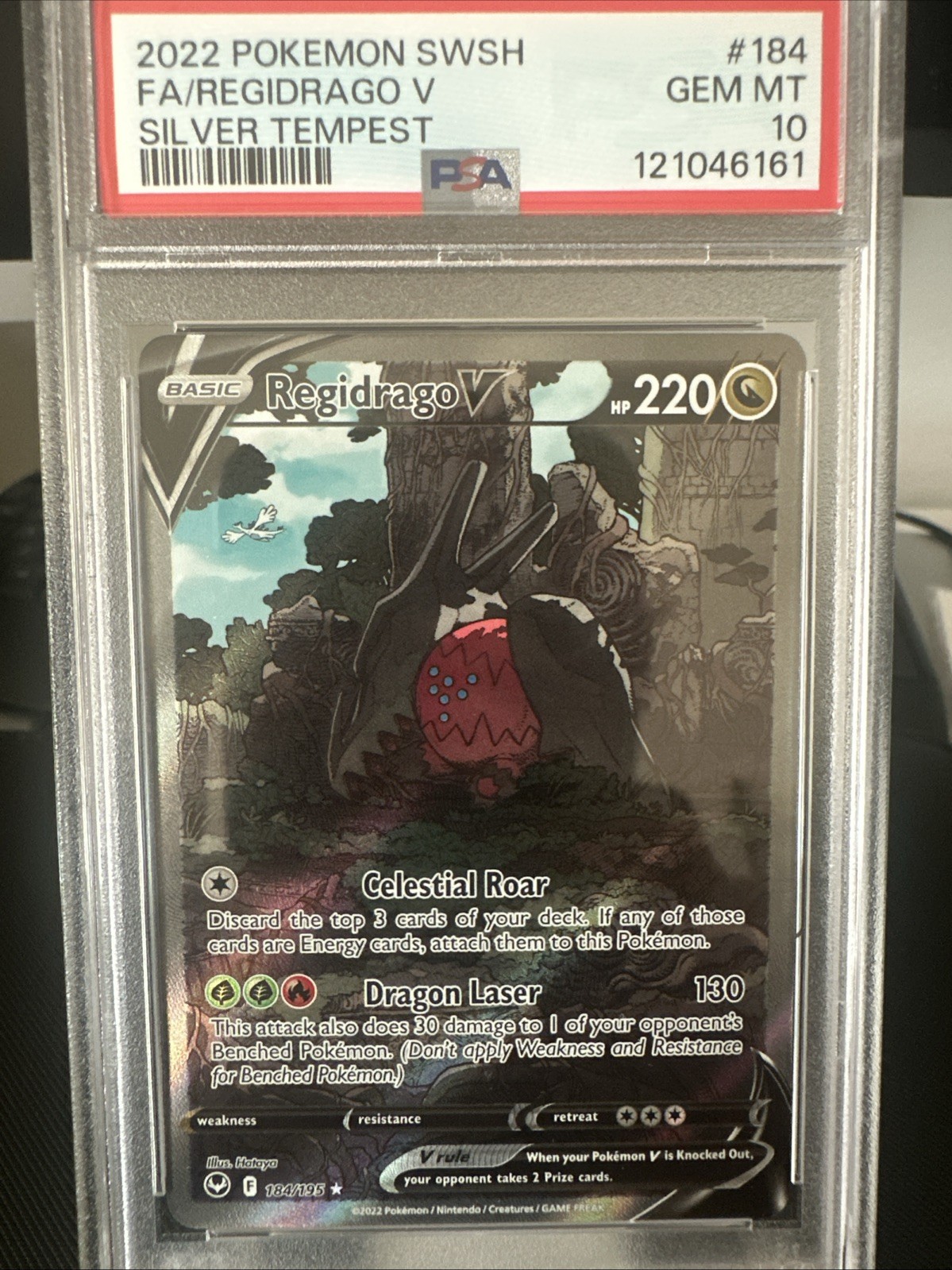 2022 POKEMON SWORD & SHIELD SILVER TEMPEST #184 FULL ART/REGIDRAGO V PSA 10