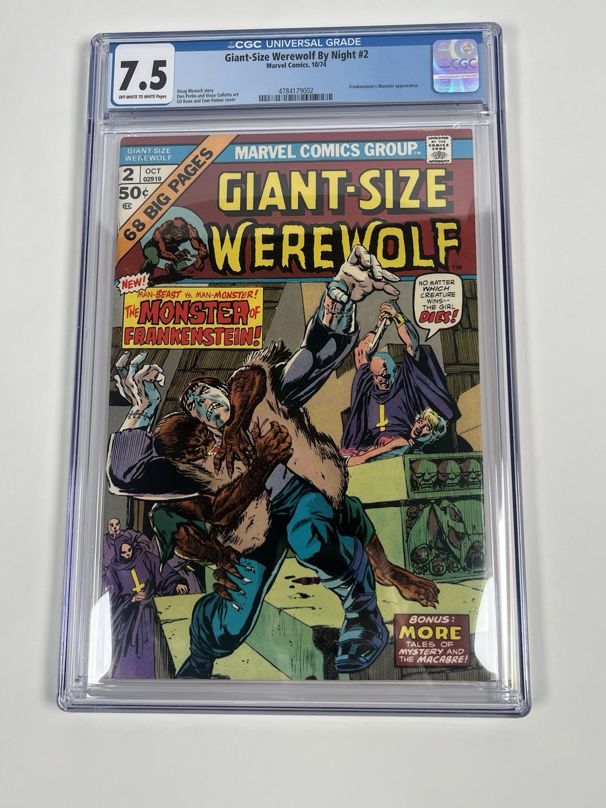 Lupo mannaro taglia gigante #2 1974 CGC 7,5 horror età del bronzo