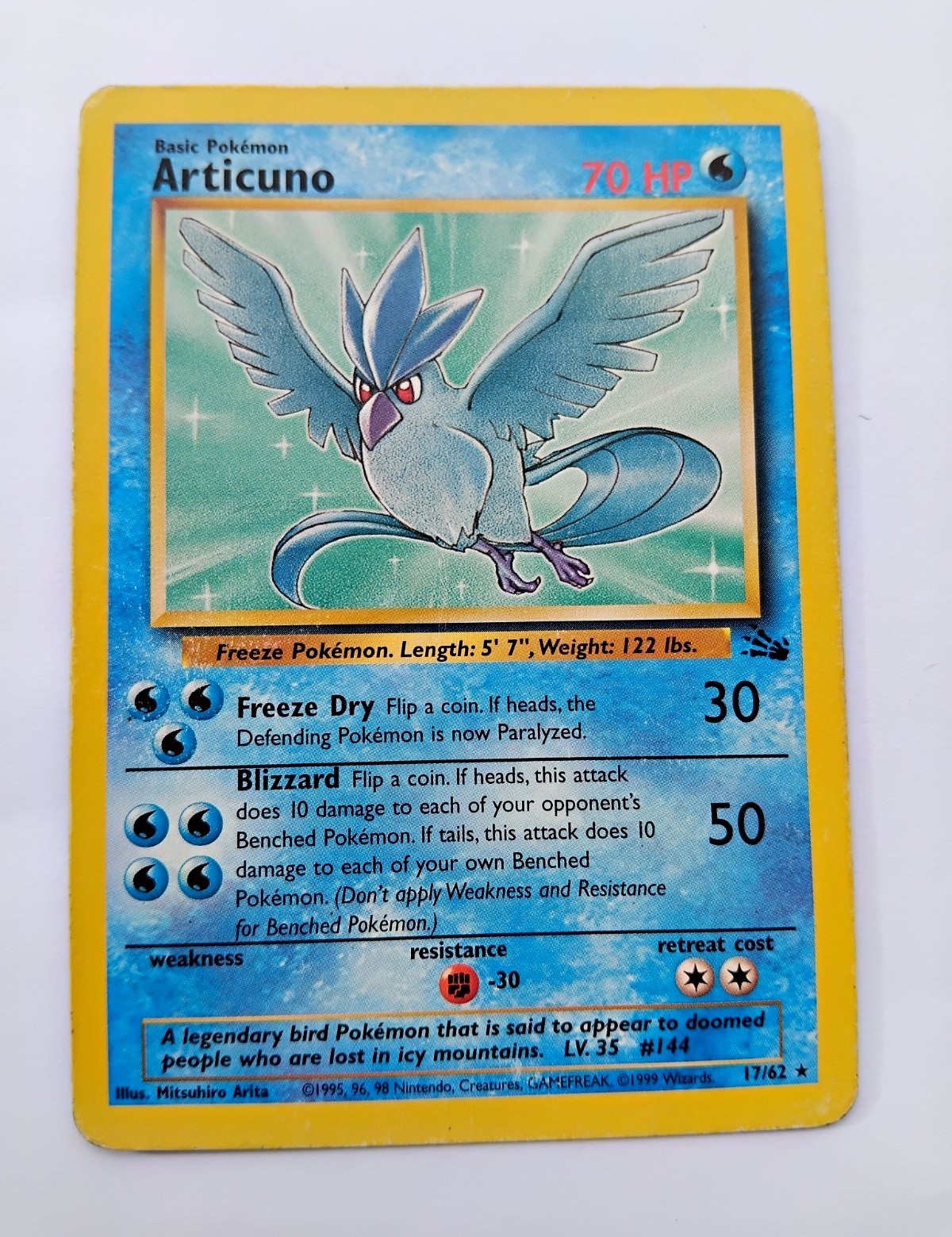 Articuno 17/62 1999 Non-Holo Fossil Set WOTC Vintage Pokémon Card MP 