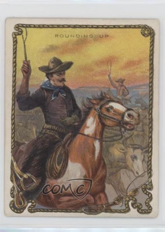 1909-12 Hassan Cowboy Series Tobacco T53 Rounding Up 1m8