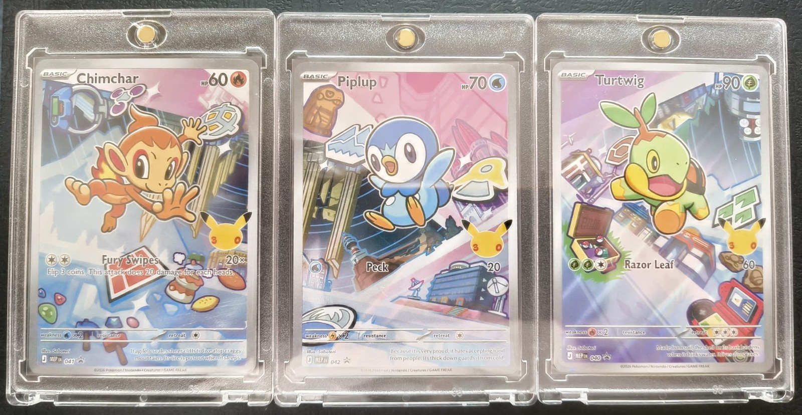 Pokémon 30th Anniversary First Partner Sinnoh Trio NM Turtwig Chimchar Piplup