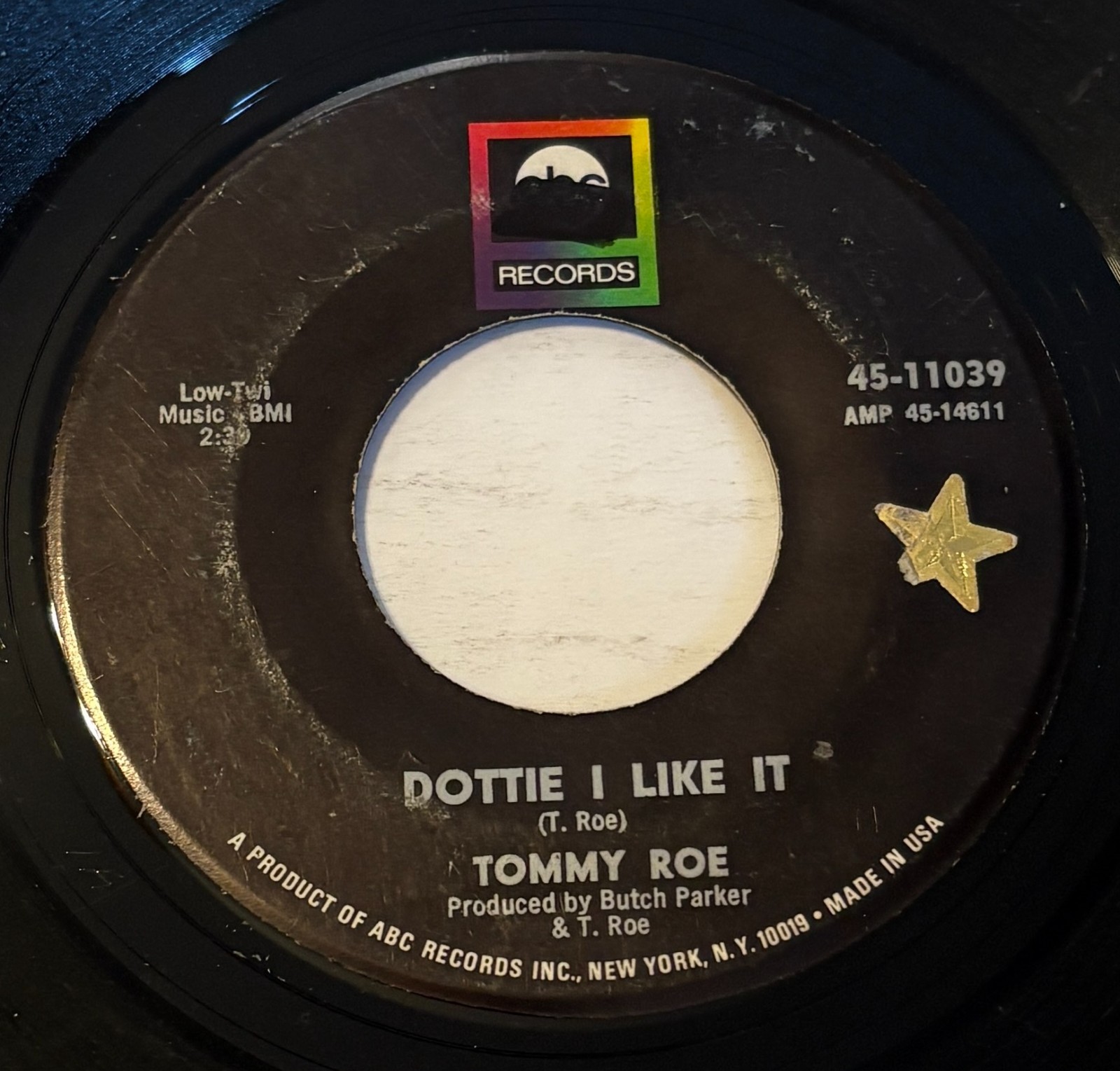 Tommy Roe ‎ Dottie I Like It / Soft Words 1968 ABC 45-11039  Rock  VG (TESTED)