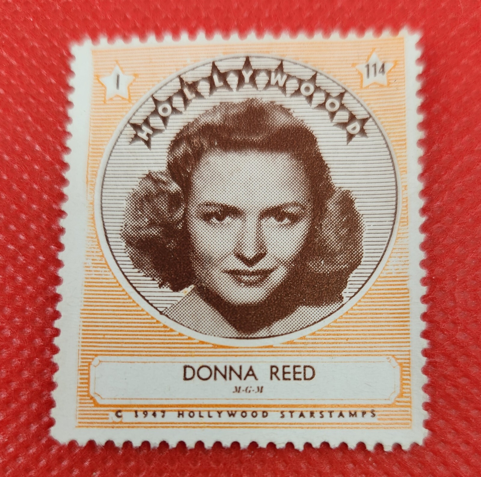 Donna Reed 1947 Hollywood Schermo Film Stars Francobollo Trading Card