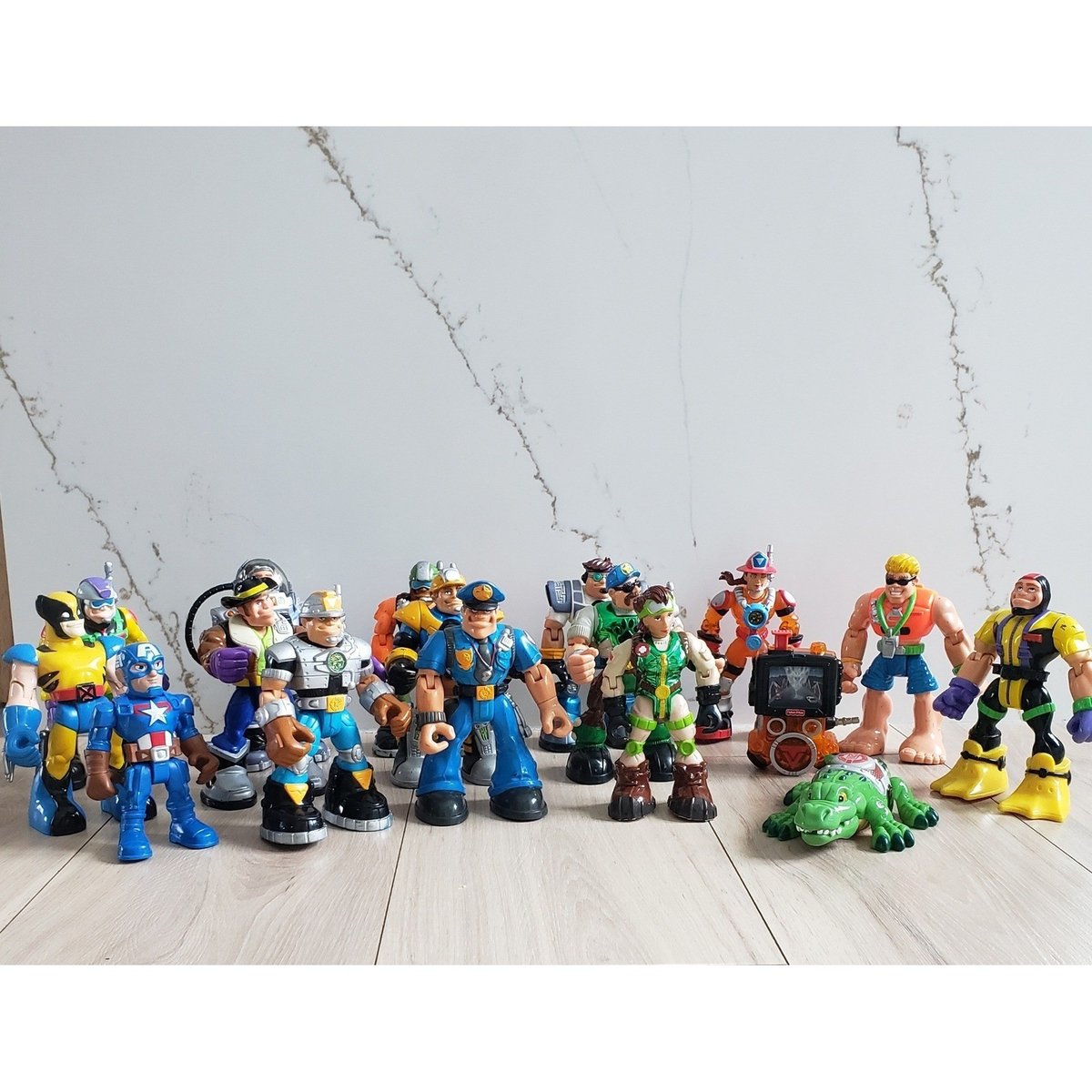Fisher Price Rescue Heroes Action Figures Lot 16 Vtg Playskool Wildlife Marvel