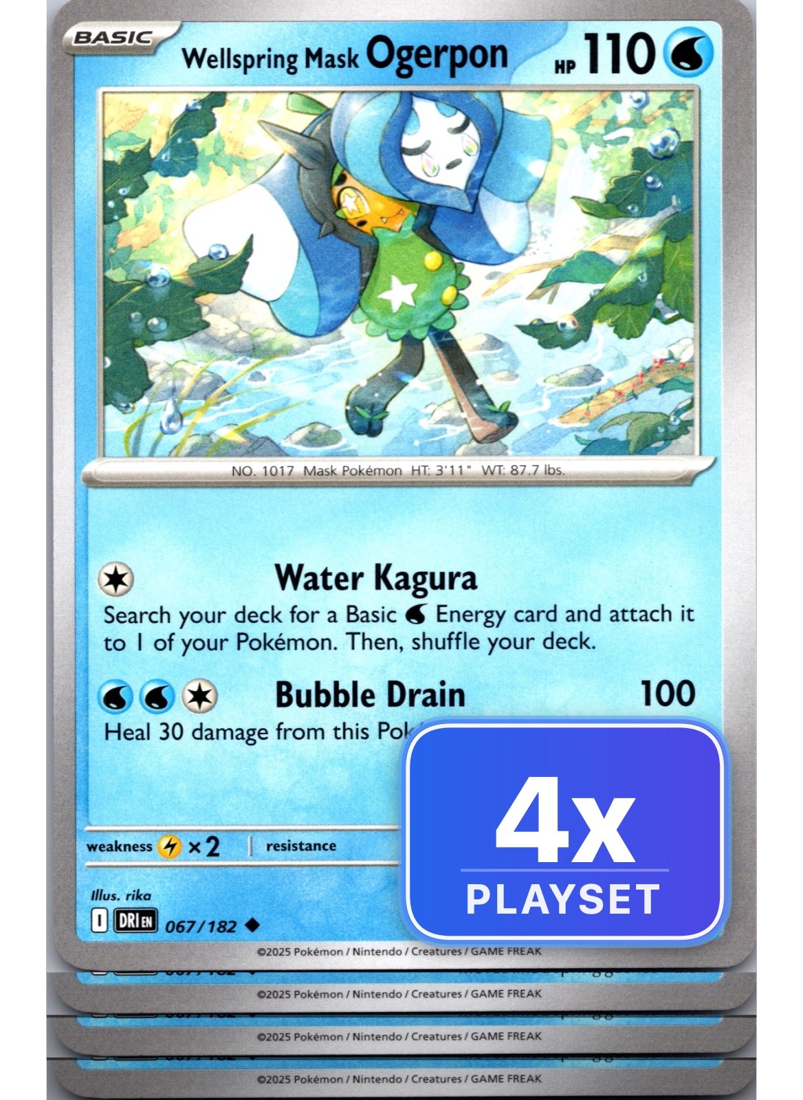 Playset di 4 2025 Pokemon Maschera Primavera Ogerpon 067 Rivali Destinati Non Comuni