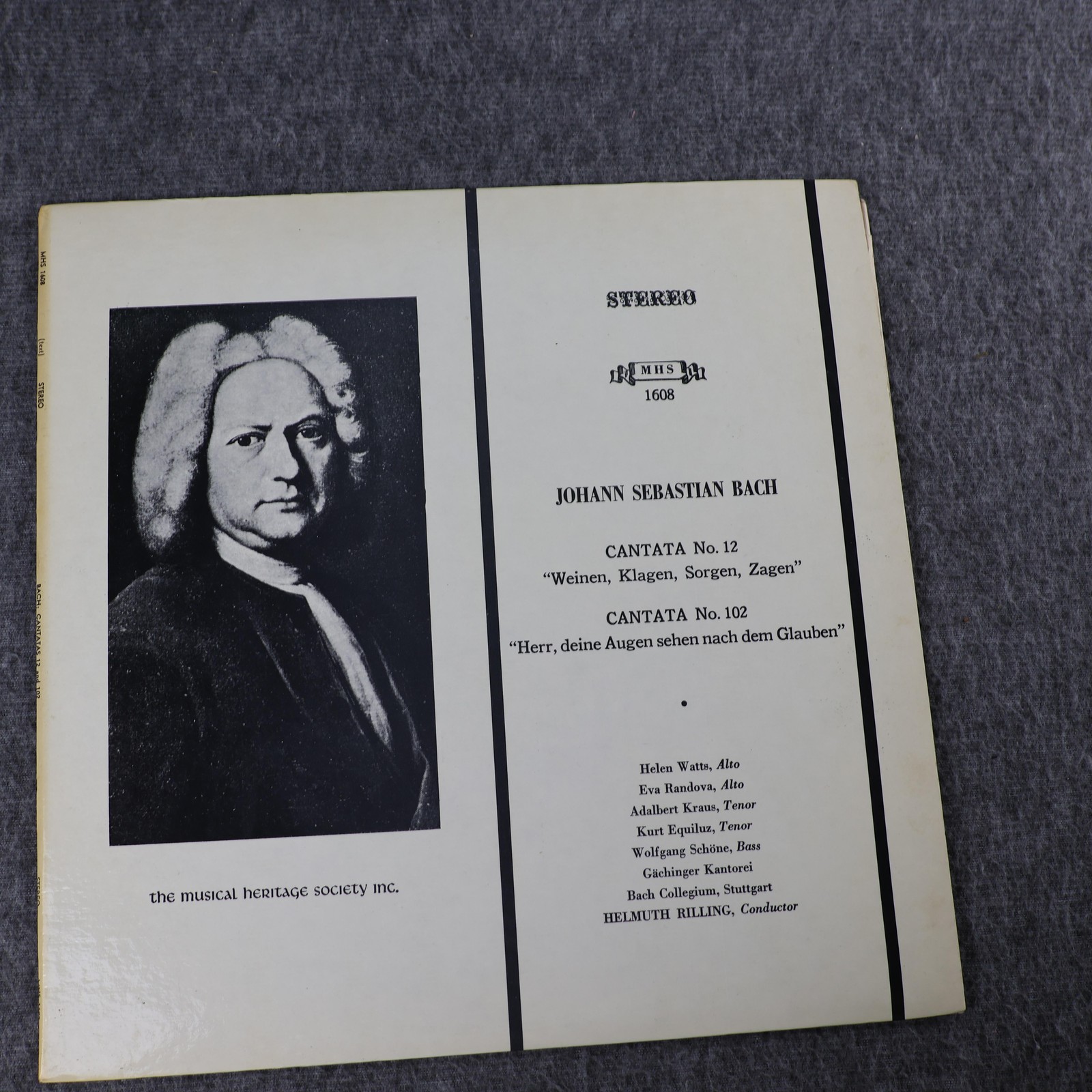 Bach Vinyl Record Cantatas 12 & 102 Rilling LP MHS 1608 Black Choral 12"