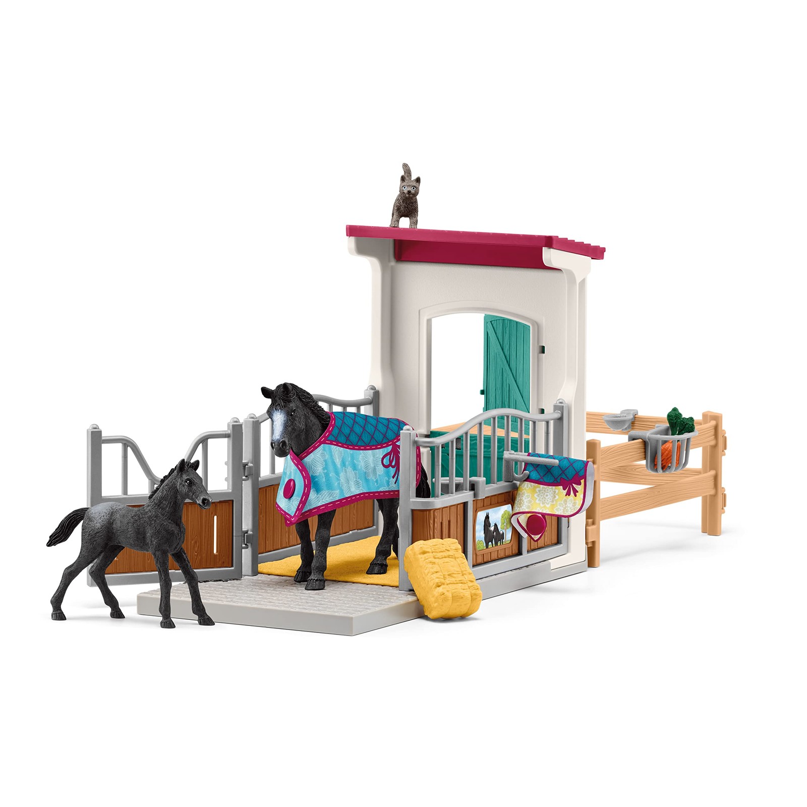 schleich HORSE CLUB — 42611 Horse Stall Playset, 34-Piece Horse Stable Play Set