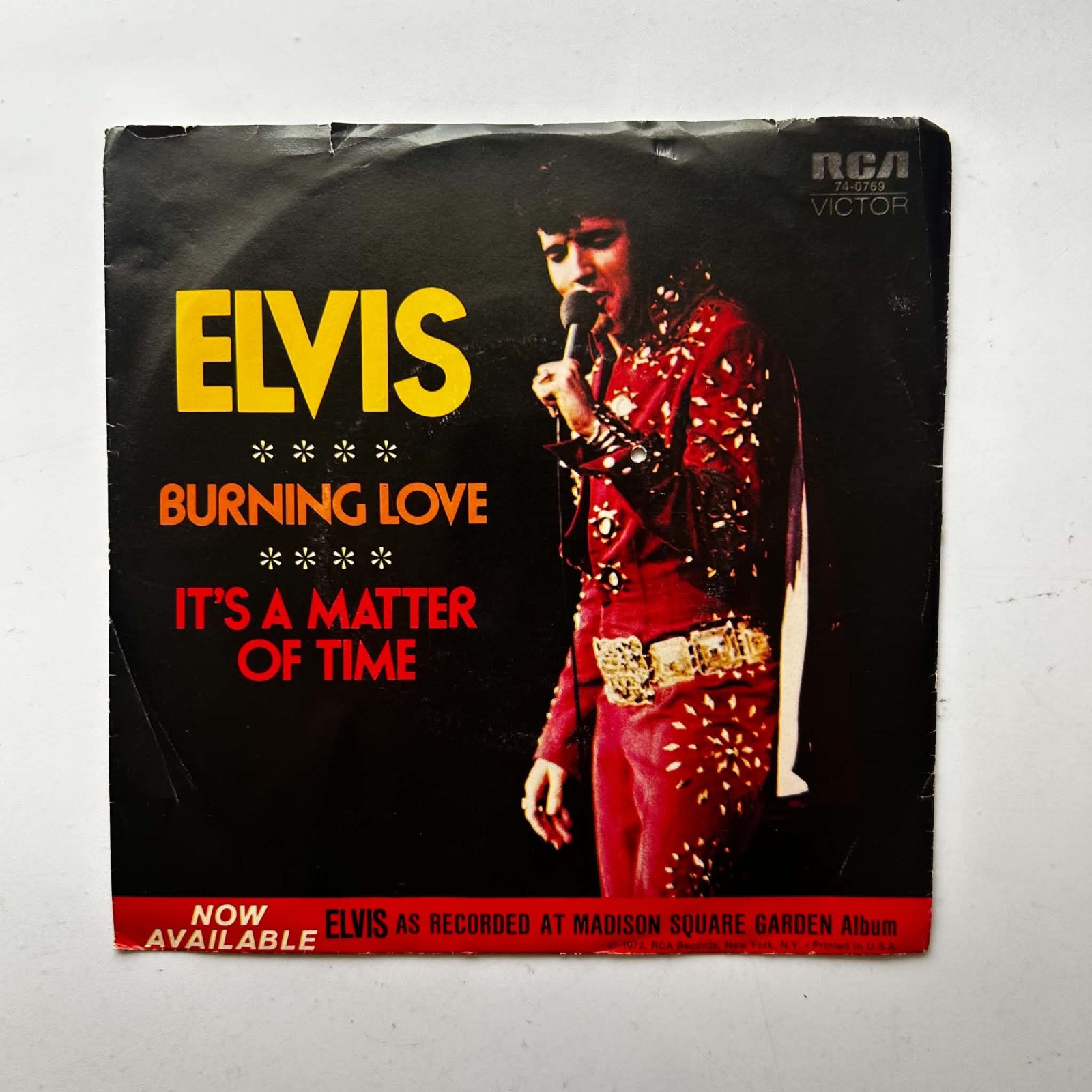 Vinyl, Record, 7 inch, 7", 45, Elvis Presely, Burning Love, Its A Matter Of Time