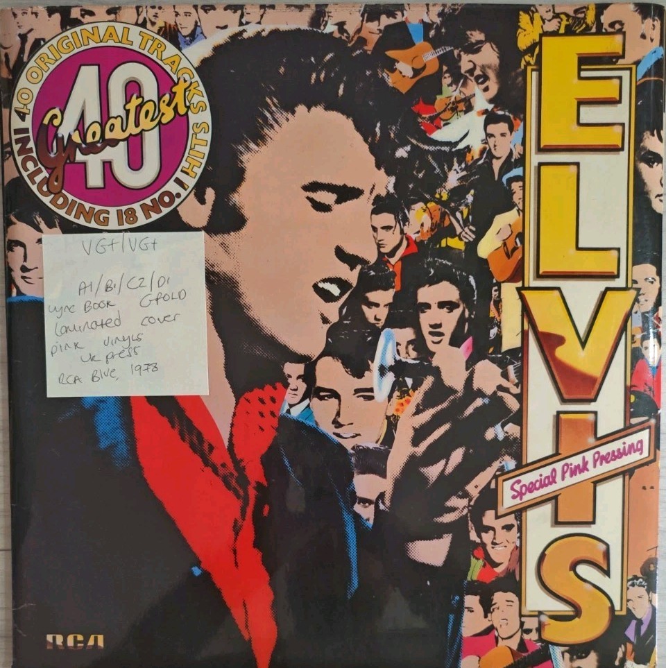 Elvis Presley 40 Greatest Hits Pink Vinyl Record VG+/VG+ PL 42691 1 1978