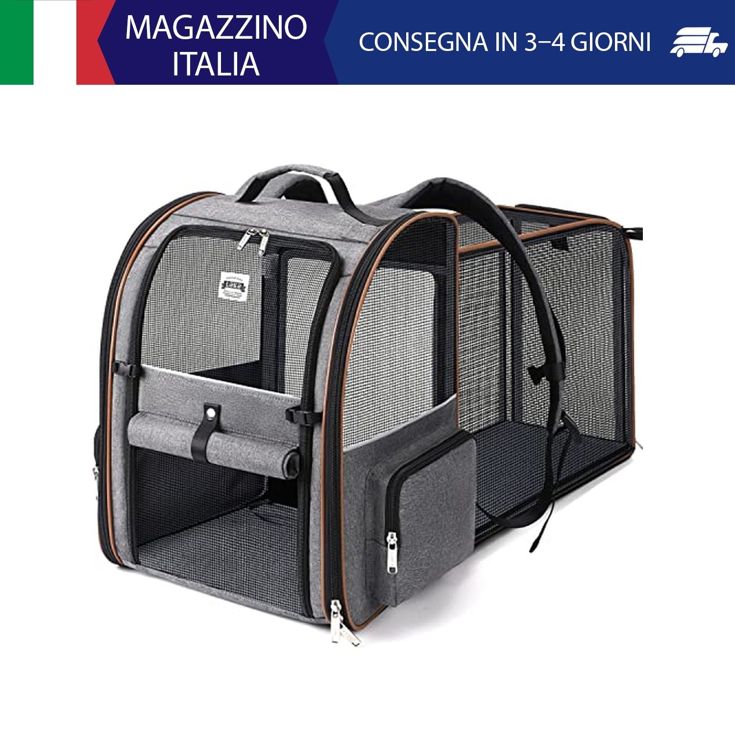 Zaino per Cani Gatti Grande Porta Animali Espandibile Per Cani Piccoli Gatti Med