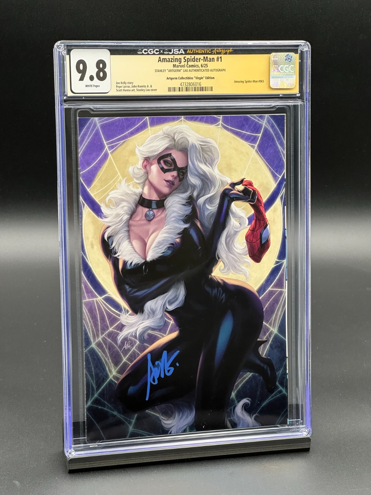 Amazing Spider-Man #1 CGC 9.8 JSA (2025) - Gatto Nero - Firmato Lau - Vergine