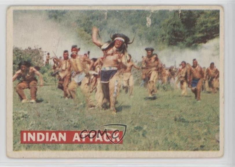 1956 Topps Davy Crockett Serie 1 Attacco Indiano #14 0m9p